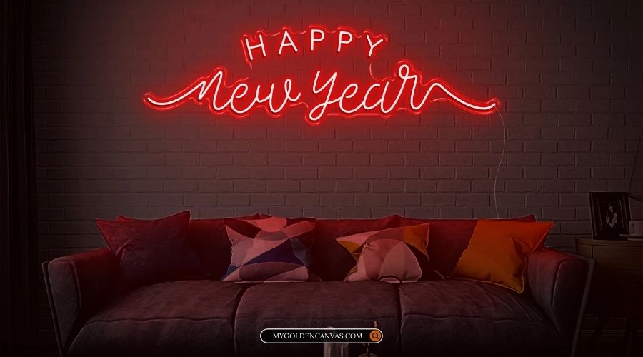 new year neon sign wall decor ideas